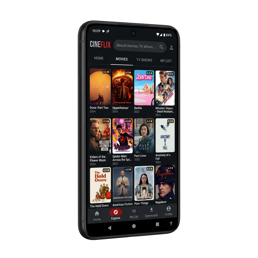 Youcine App - Interface do aplicativo